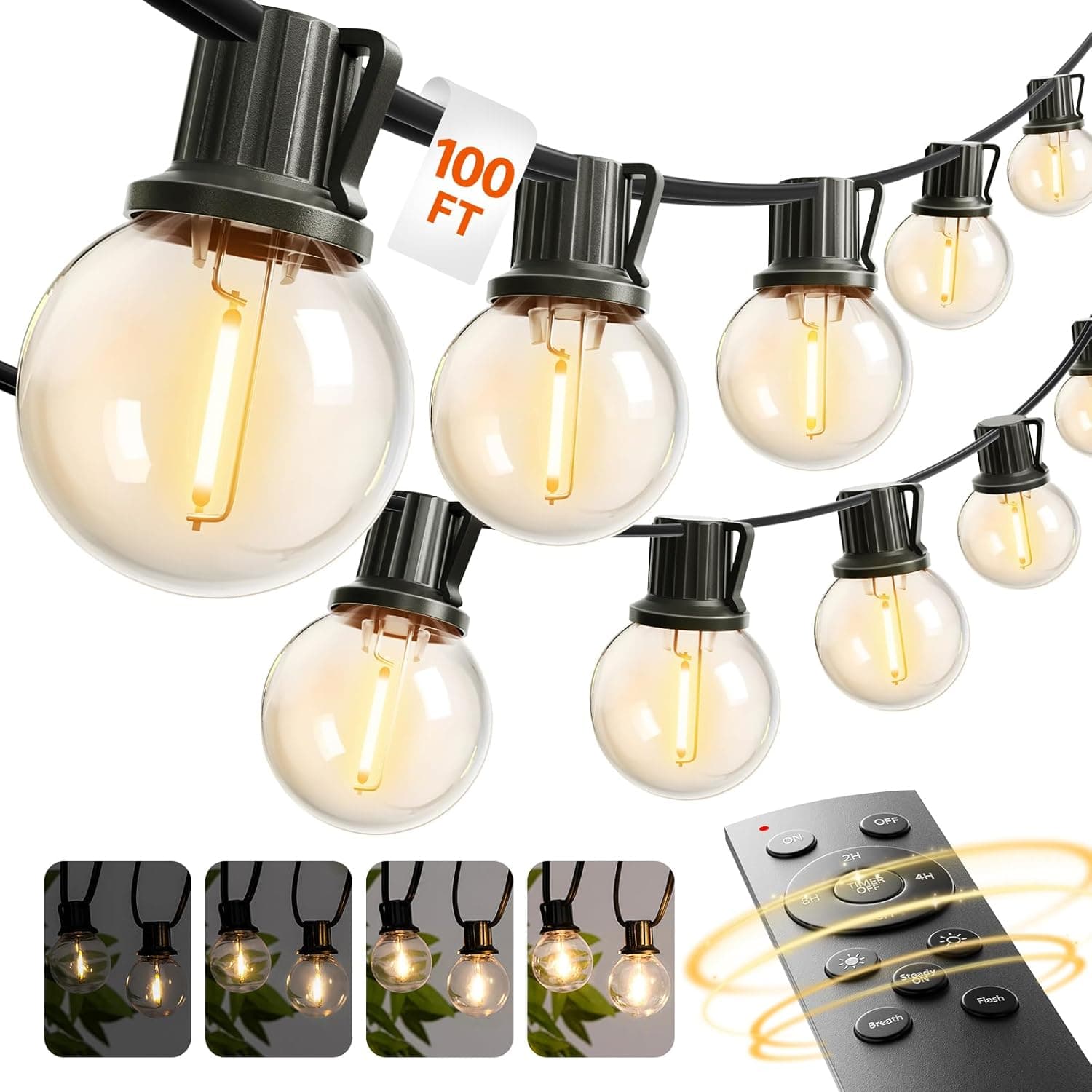 addlon Outdoor String Lights 48FT (LED, Shatterproof)