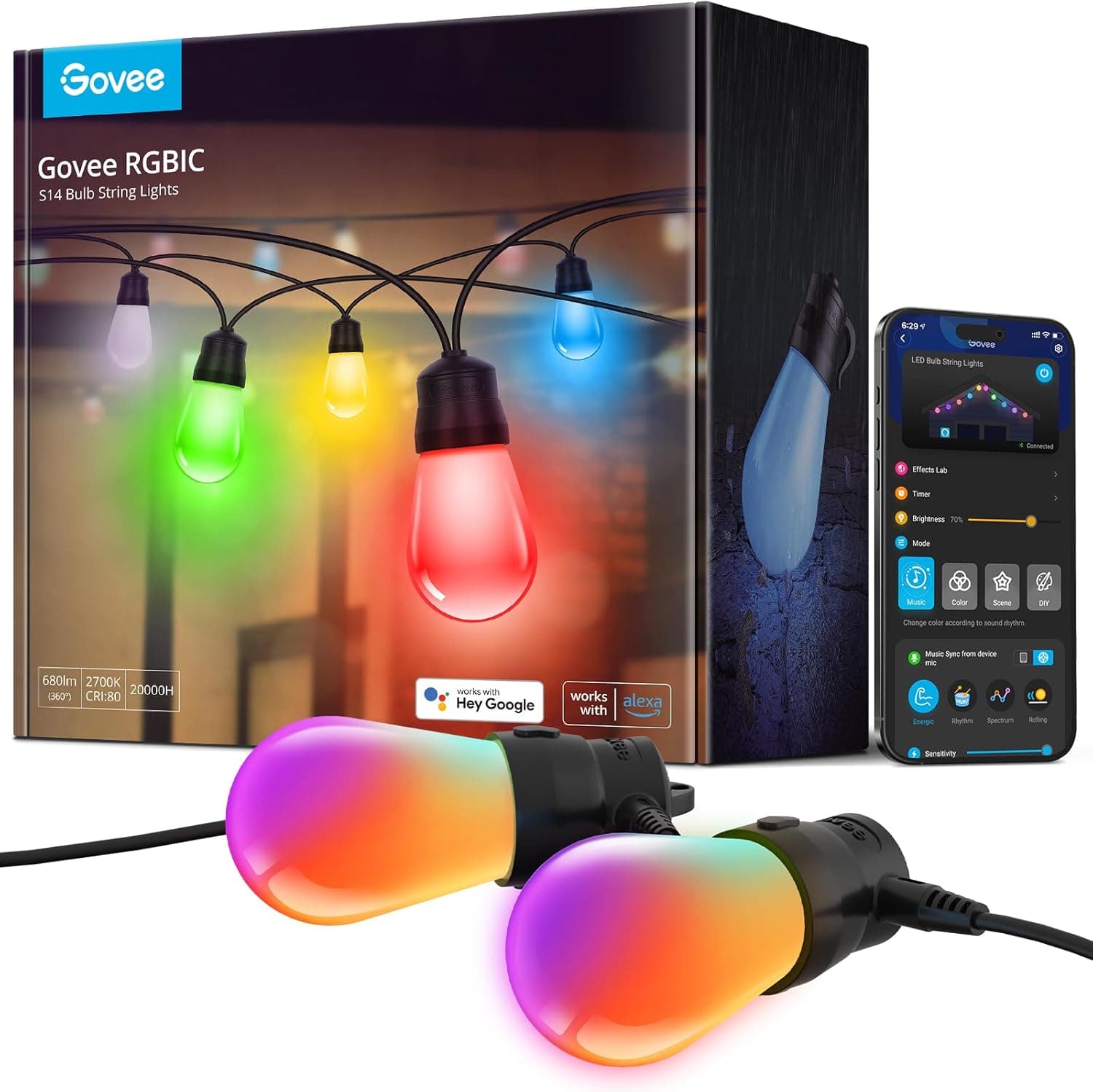 Govee Smart Outdoor String Lights (H7015) 48 ft RGBIC